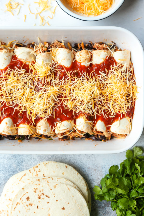 Weeknight Chicken Enchiladas Recipe | Damn Delicious