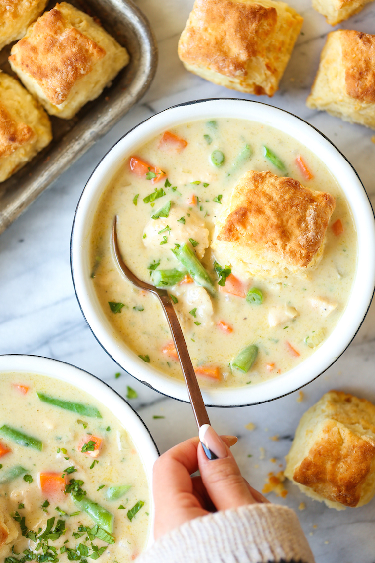 Chicken Pot Pie Soup - Everyone's favorite pot pie in soup form! Simple to make and so so cozy and comforting! Serve with warm biscuits for a complete meal!