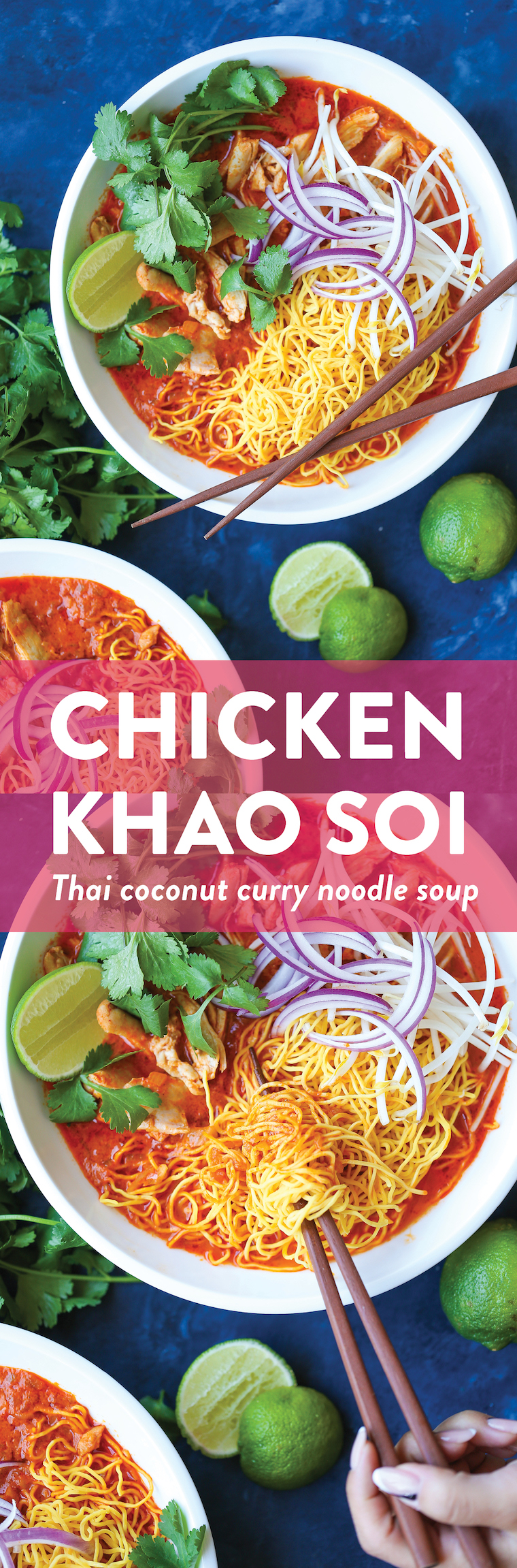 Chicken Khao Soi (Thai Coconut Curry Noodle Soup) - Made with such tender shredded chicken in an amazingly fragrant coconut-curry broth that is to die for!
