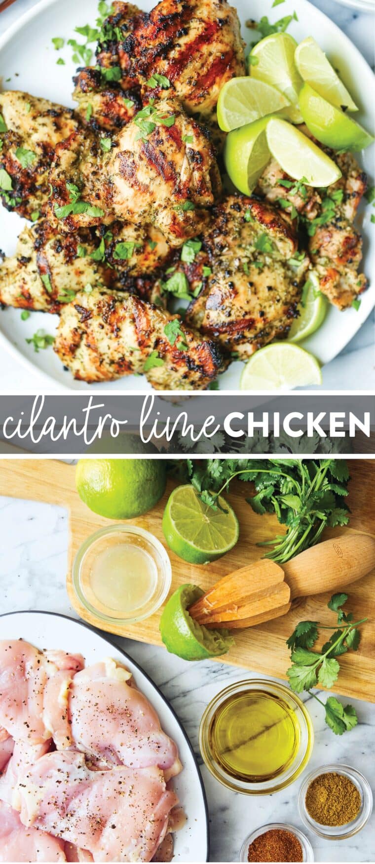 Cilantro Lime Chicken Thighs - Truly the most AMAZING zesty cilantro-lime marinade ever! The chicken comes out perfectly juicy and so tender.