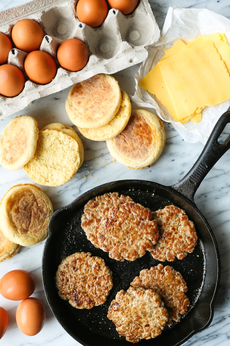 Freezer Friendly Sausage Egg Breakfast Sandwiches