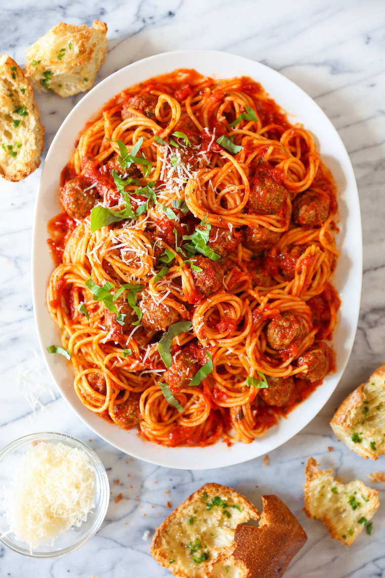 Instant Pot Spaghetti and Meatballs - A ONE POT meal made in your pressure cooker with homemade meatballs (not frozen!). Still so quick and easy to whip up!