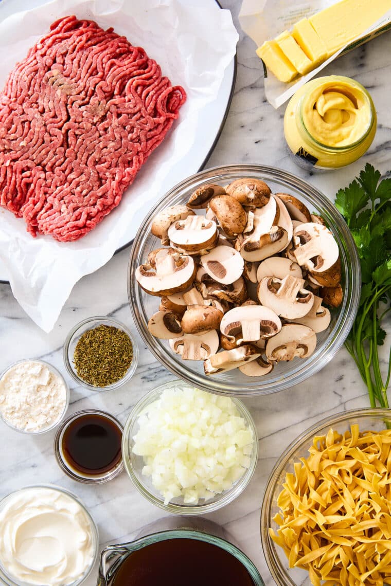 One Pot Beef Stroganoff - Now you can make everyone's favorite stroganoff in ONE POT with ground beef! No-fuss + budget-friendly.