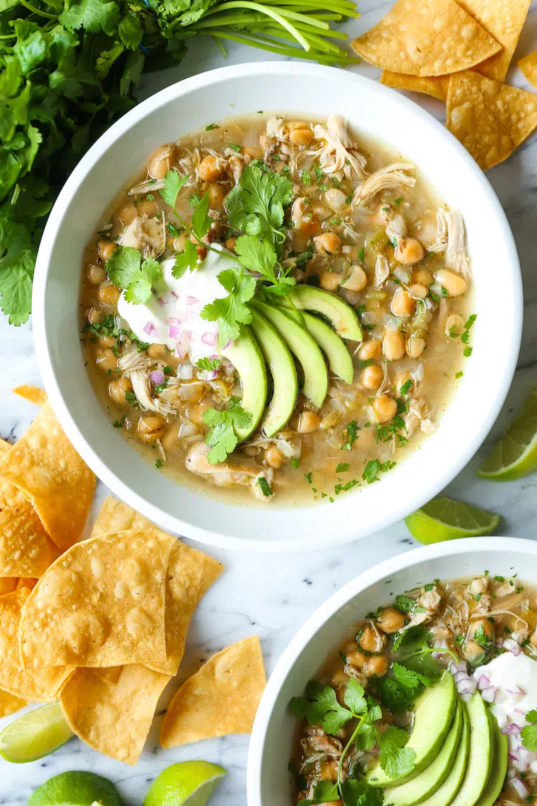 slow cooker white halal chicken chili bean corn green chilli game day crowd easy set