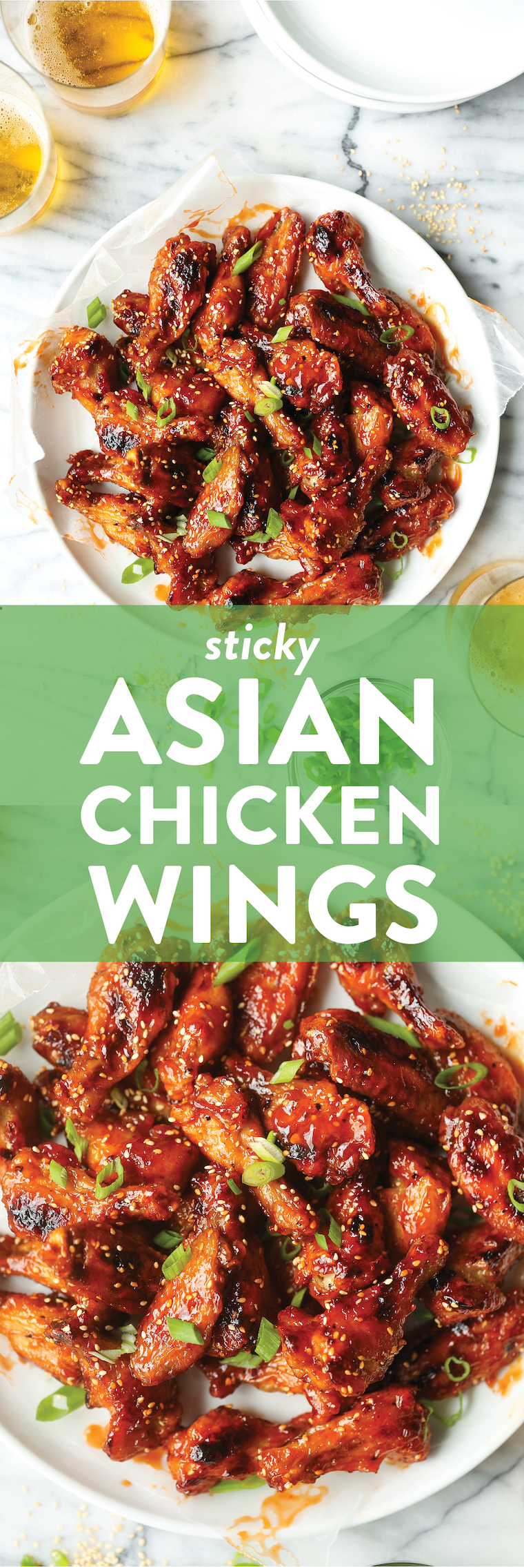 Sticky Asian Chicken Wings - Crispy, sticky, sweet, savory with the most perfect caramelized glaze. Basically best party food ever. SO FINGER-LICKING GOOD.