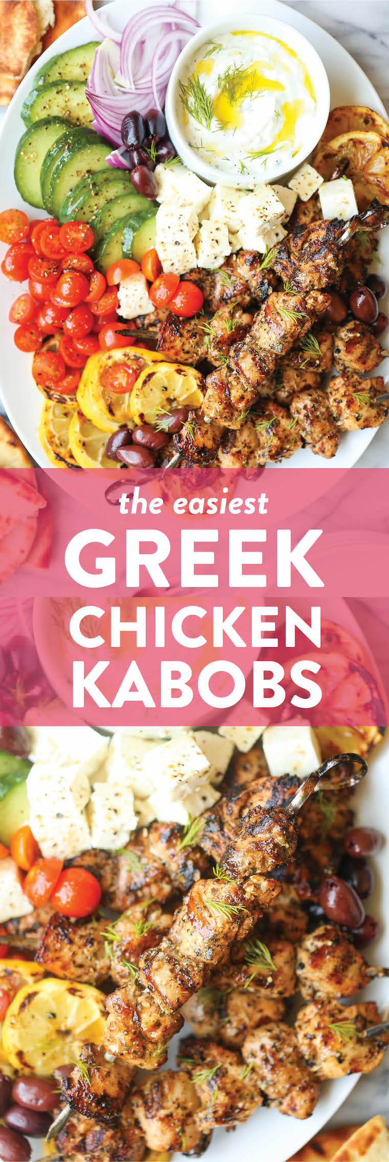 Greek Chicken Kabobs - Super juicy, tender kabobs made with the best marinade ever! Olive oil, lemon juice, paprika, oregano, basil, thyme, garlic. SO BOMB.
