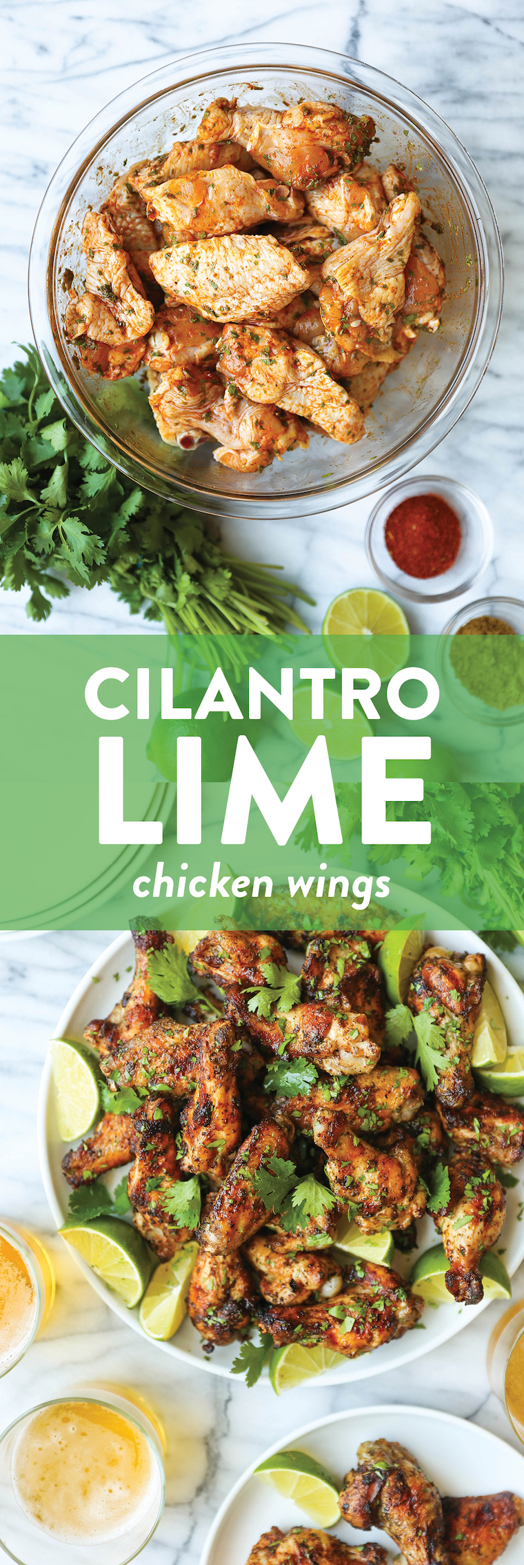 Cilantro Lime Chicken Wings - Oh-so-perfectly crispy, charred + smoky with the easiest marinade. Cilantro, lime, cumin, chili powder. So simple yet so good!