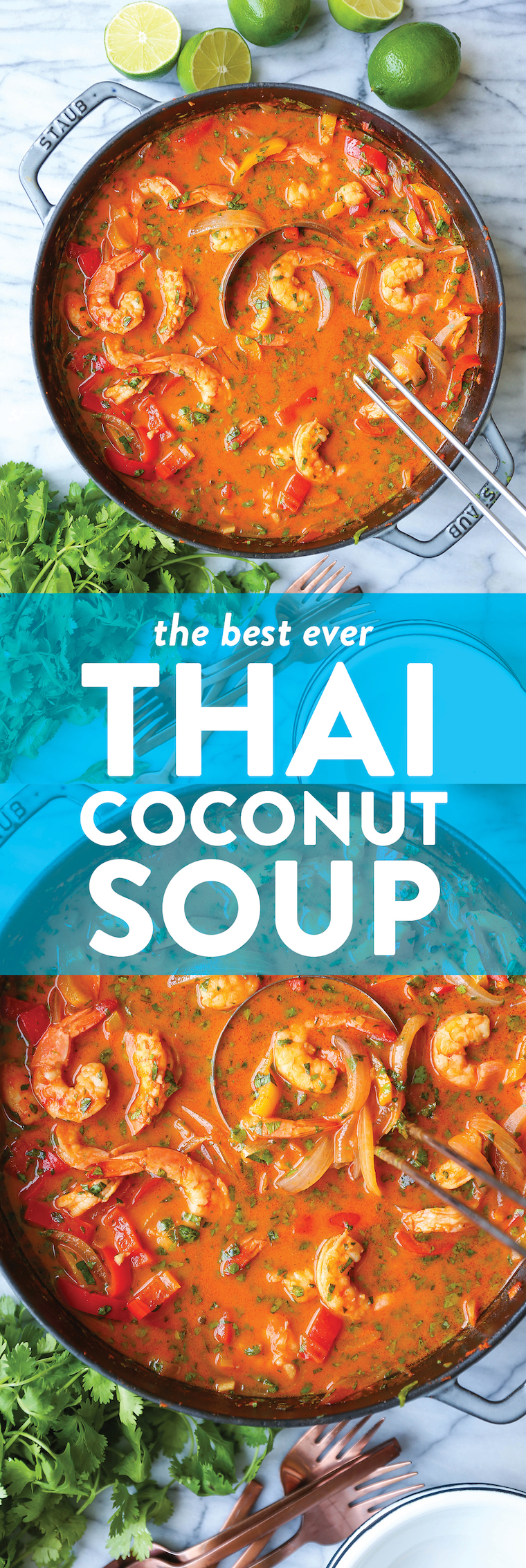Thai Coconut Curry Soup - Skip the takeout! This will be your go-to Thai curry soup! Serve with fresh Thai basil, cilantro and lime juice. So cozy, so good.