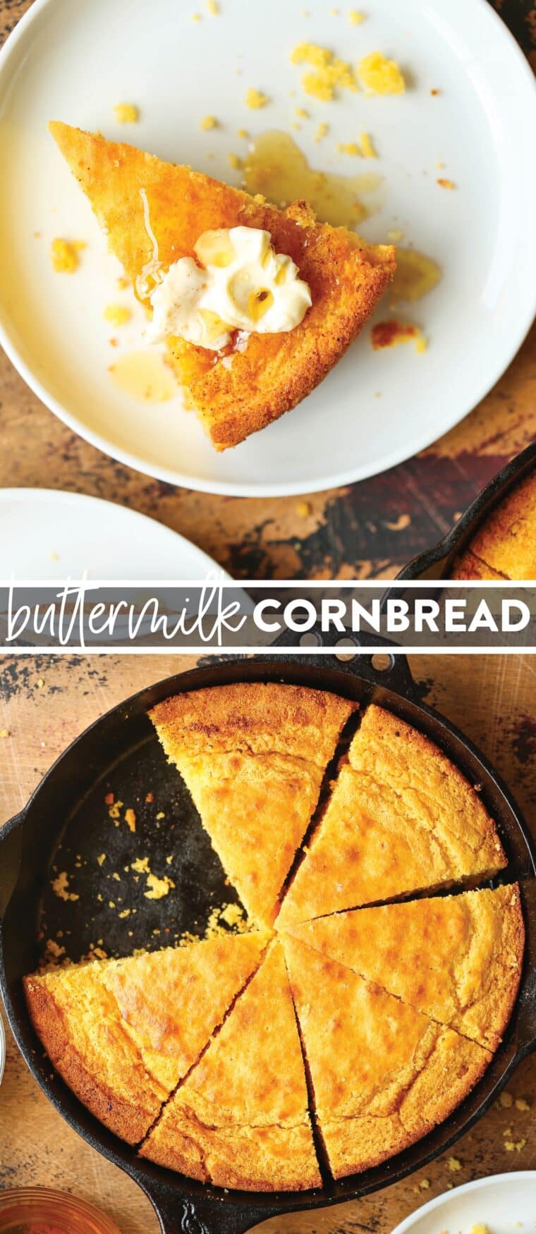 Buttermilk Cornbread - This buttermilk cornbread is amazingly moist and slightly sweet. A classic side dish loved by everyone. It's also so easy. No mixer required!