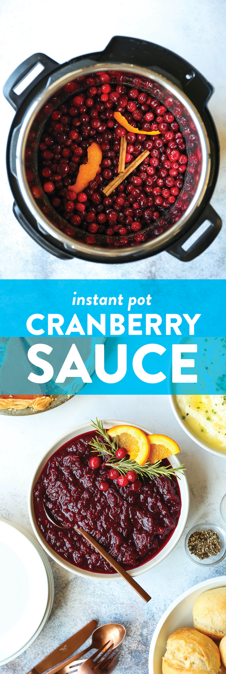 Instant Pot Cranberry Sauce - Perfect homemade 4 min cranberry sauce made from scratch! Use frozen or fresh cranberries. Quick, simple, easy, and so good.