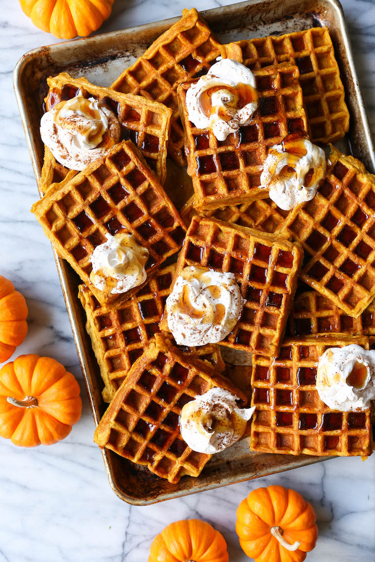 Pumpkin Spice Waffles - The best breakfast ever! Crispy golden on the outside, fluffy on the inside. You’ll want to make this all year long!