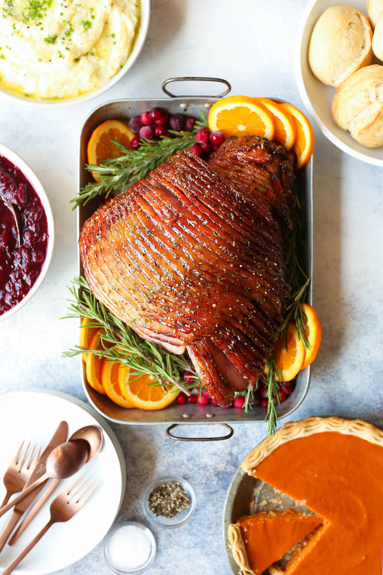 Maple Glazed Ham - Made with the most incredible maple, brown sugar glaze. With just a few ingredients, this will be a hit with everyone!