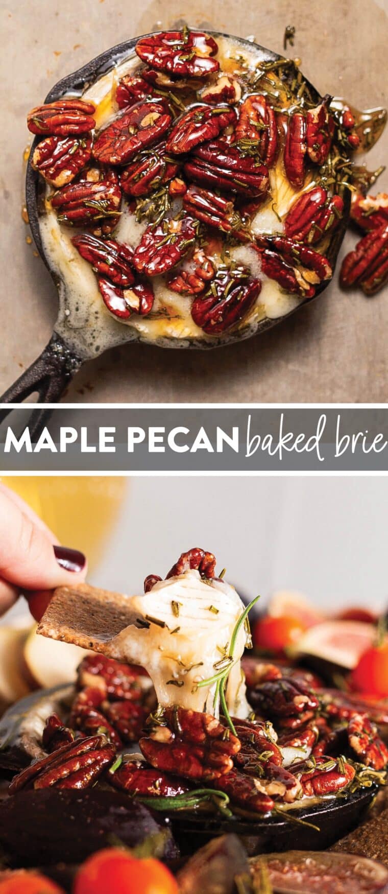 Maple Pecan Baked Brie - This maple pecan baked brie is an easy holiday party appetizer (requires only 5 ingredients). Topped with a dreamy warm maple pecan mixture!
