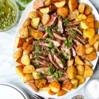 Steak and Potatoes with 5 Minute Chimichurri Sauce