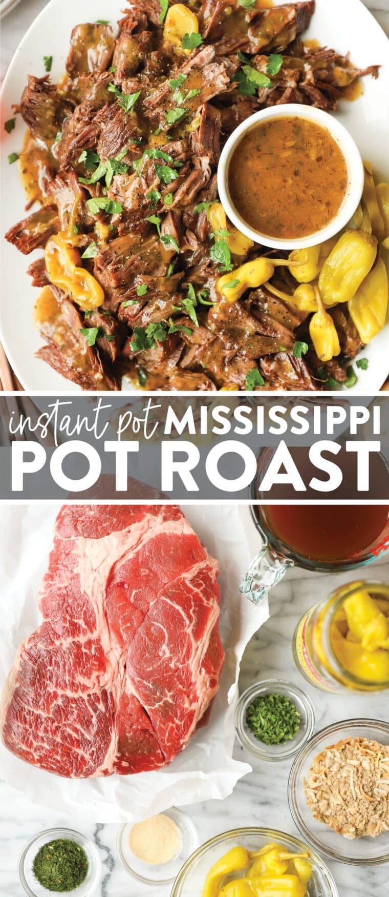 Instant Pot Mississippi Pot Roast - This Mississippi pot roast is made in the Instant Pot in just a fraction of the time! The meat comes out juicy and melt-in-your-mouth tender!