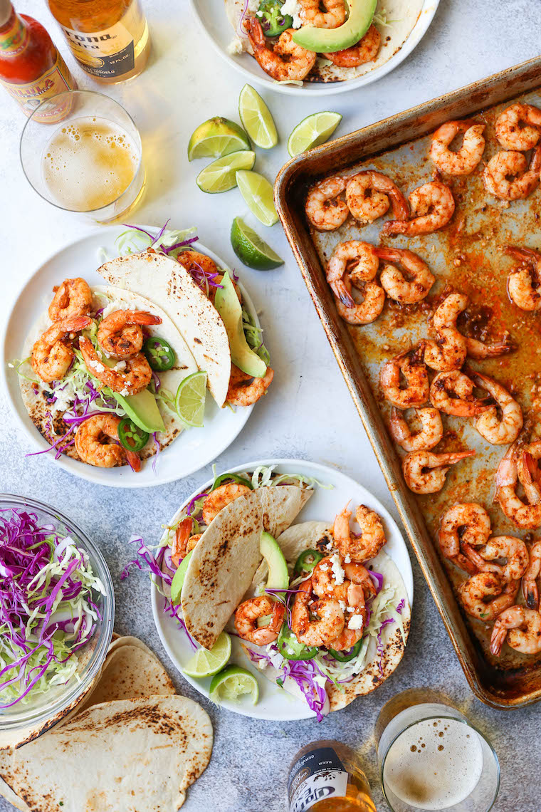 Sheet Pan Shrimp Tacos - The easiest, fastest way to make shrimp tacos! So fresh and flavor-packed, made in less than 30 minutes. Win-win!