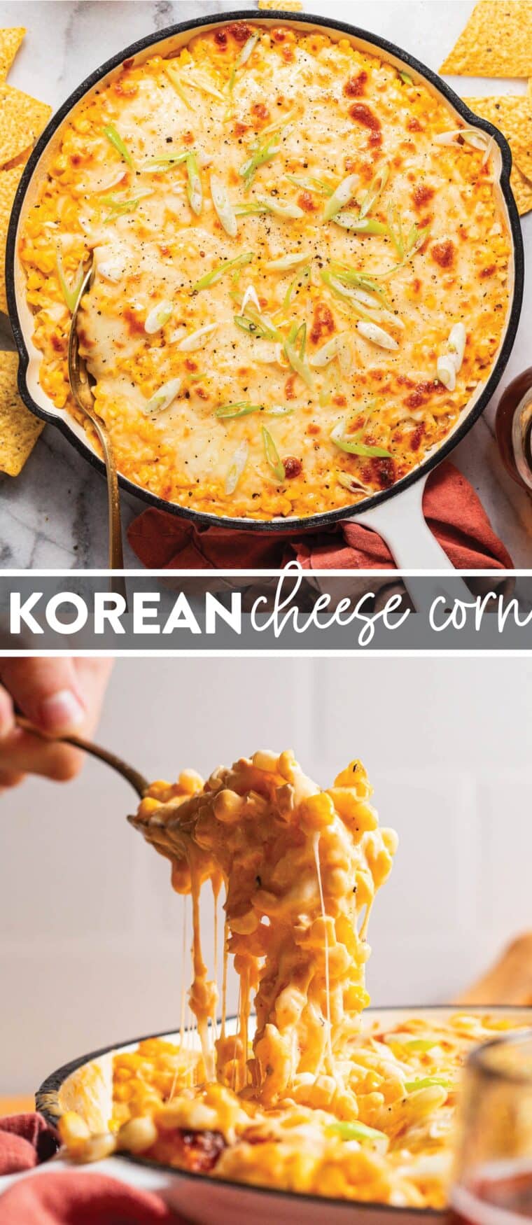Korean Cheese Corn - This Korean cheese corn is made in less than 30 min, baked until perfectly golden brown, creamy, cheesy and bubbly. An absolute crowd-pleaser!