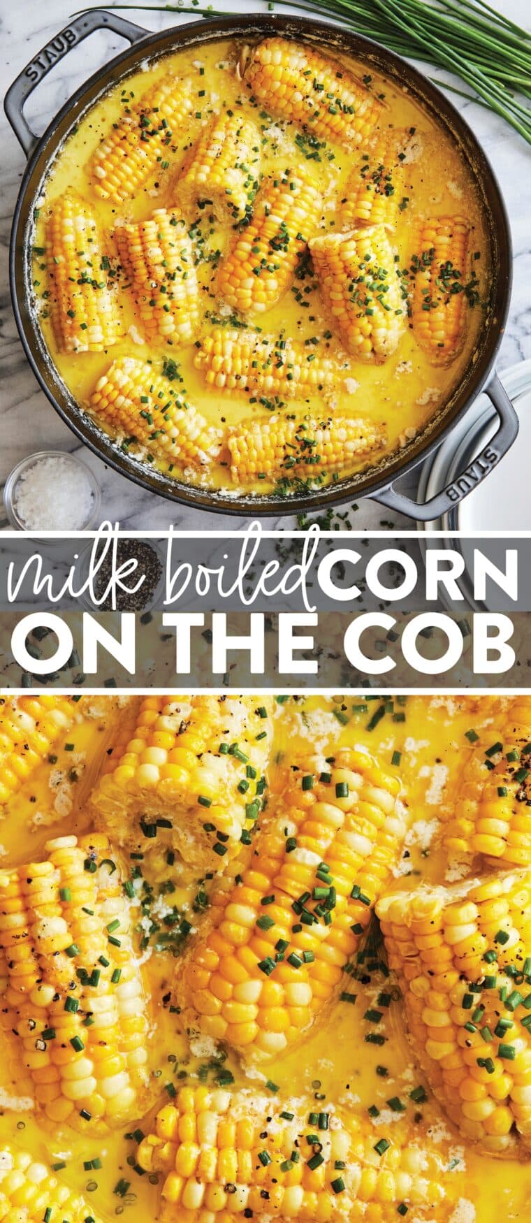 Boiled Corn on the Cob - Milk boiled corn! Basically a buttery milk bath for the juiciest, sweetest corn. Perfect summer corn. Tender, flavorful, and ready in 30 min!