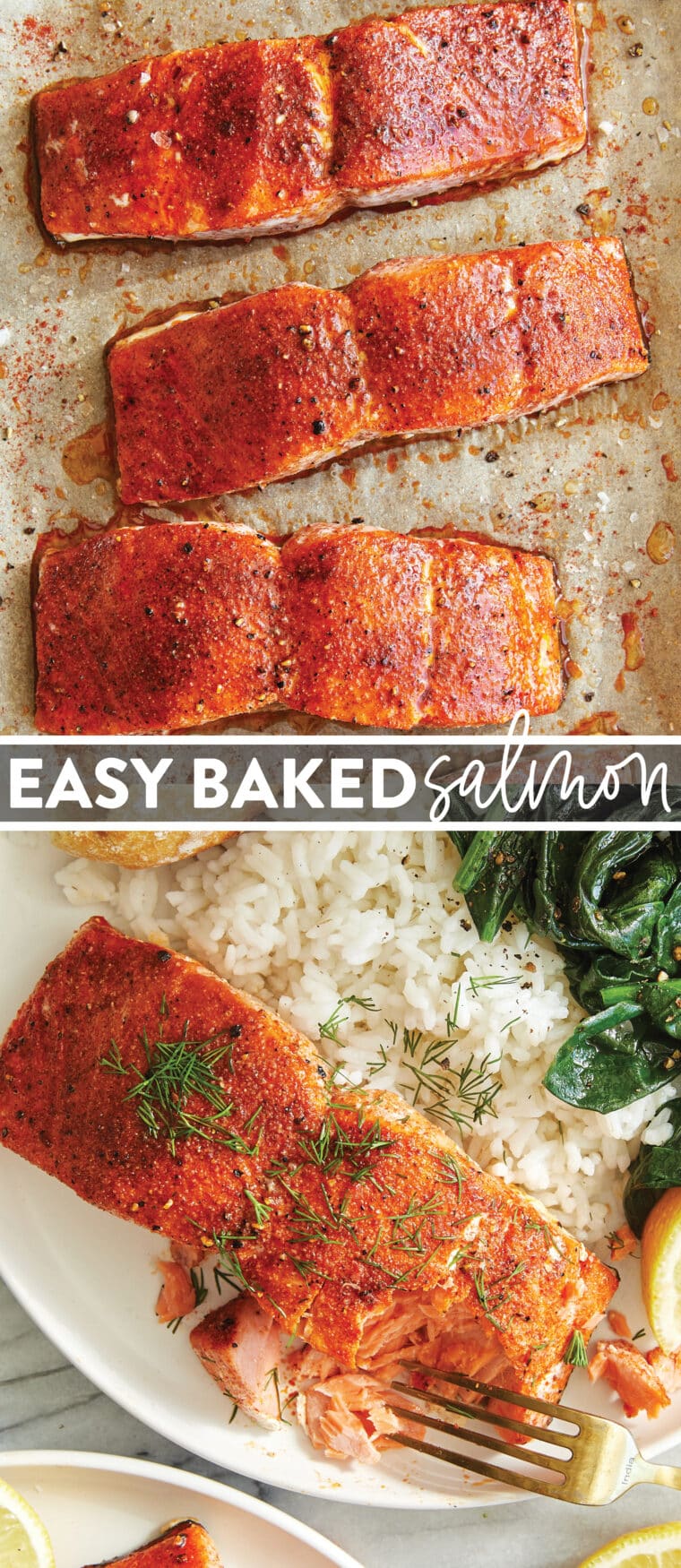 Baked (Healthy) Salmon - With a simple and oh-so-flavorful spice rub, this comes together so fast in just 30 min! Quick, healthy and so easy!