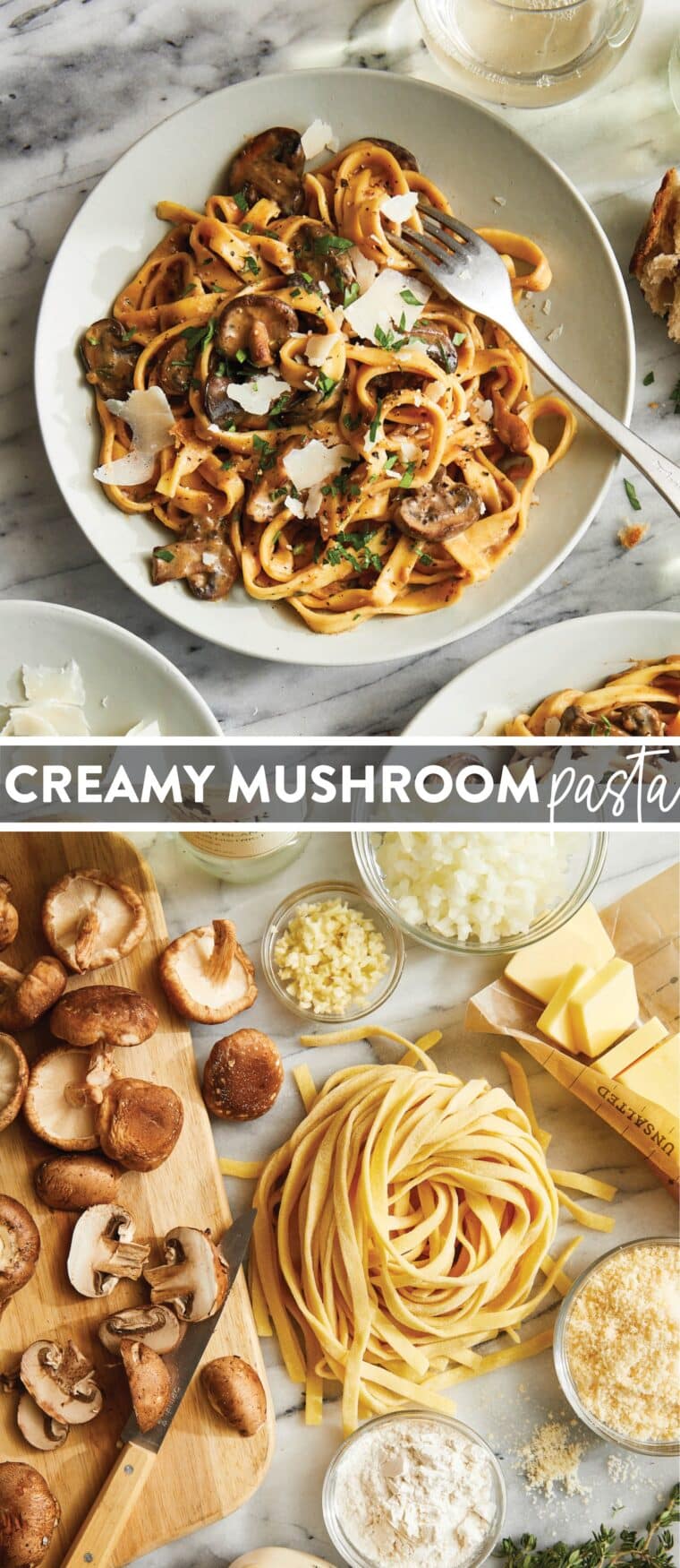 Creamy Mushroom Pasta - Creamy, garlicky, mushroom fettuccine that's oh-so-fancy (and so stinking easy). An absolute weeknight staple here!