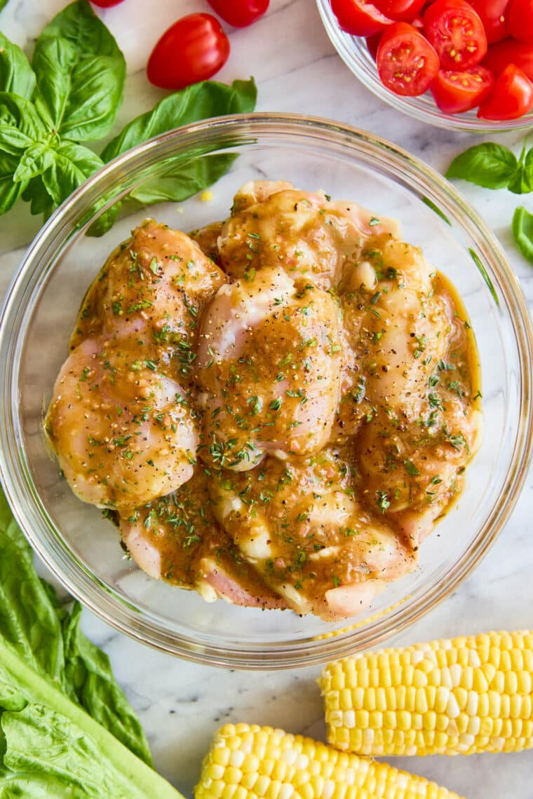 Balsamic Chicken Salad - Made with the juiciest, tender, flavor-packed grilled chicken and a homemade (super easy) balsamic vinaigrette!