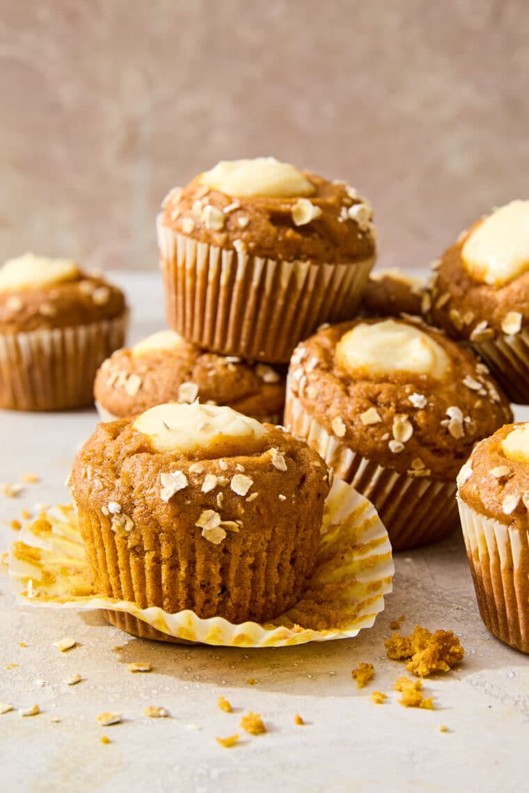 Pumpkin Cream Cheese Muffins (Starbucks Copycat) - Moist, tender pumpkin muffins with a cream cheese filling that will knock your socks off!