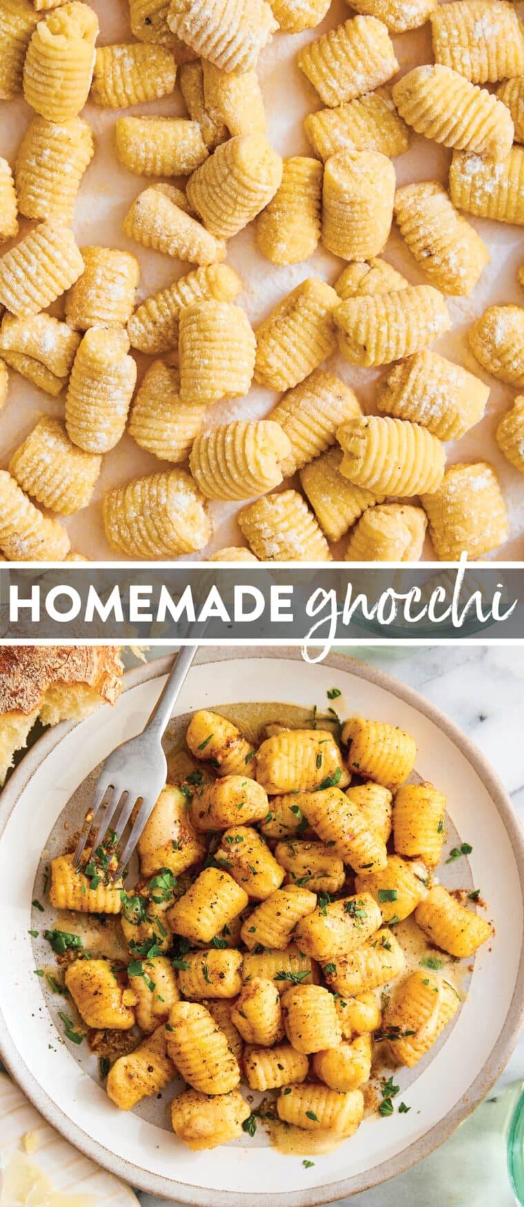Homemade Gnocchi - Light, pillow-y, fluffy, AND SO EASY to make (just 5 ingredients!). You won't be able to go back to store-bought gnocchi!
