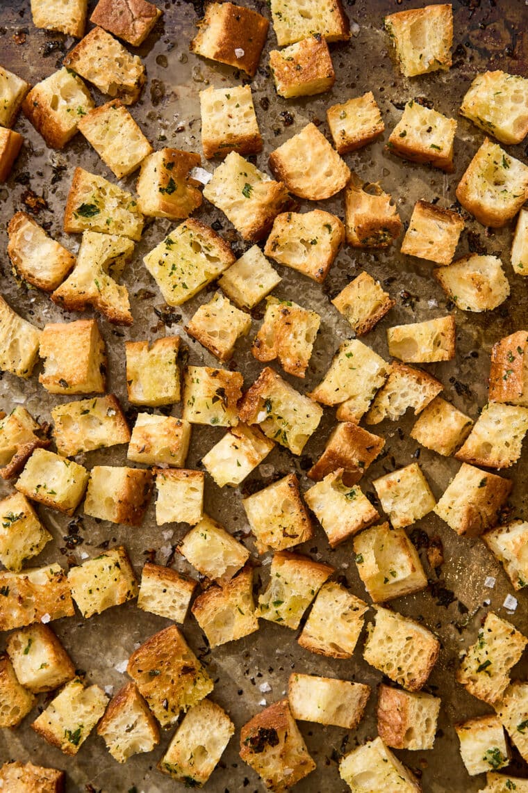 baked golden brown homemade croutons