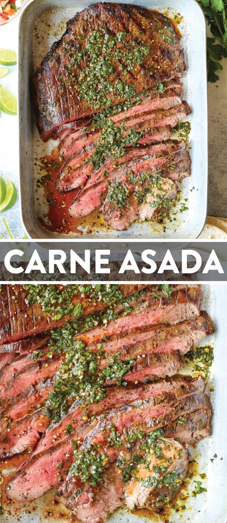 Carne Asada - Cilantro, olive oil, soy sauce, orange + lime juice, garlic, jalapeno and cumin make for the easiest and most flavorful marinade. SO SO GOOD.