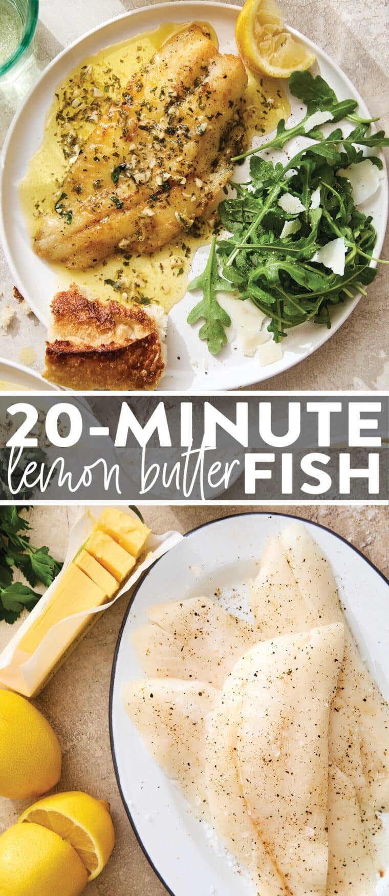 Lemon Butter Fish - Tender, juicy, flaky fish with a lemon-garlic sauce that will knock your socks off. A 20 minute dinner recipe - so fast, so easy, so good!